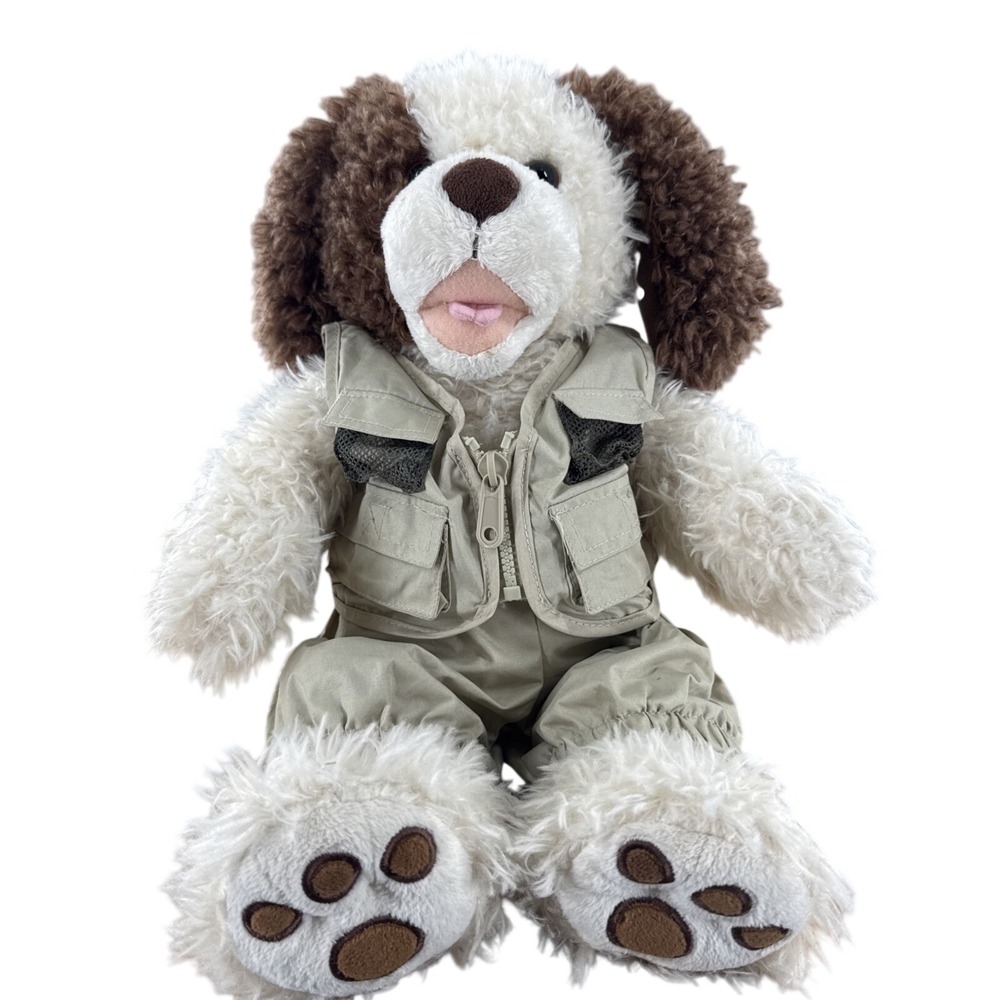 Retired BUILD A BEAR‎ Scruffy Puppy Shaggy DOG Plush Fisherman Outfit